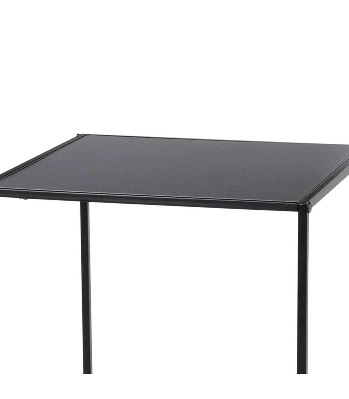 Wadiga Table De Chevet En Métal Et Bois Noir 2 Niveaux 36x35x58cm