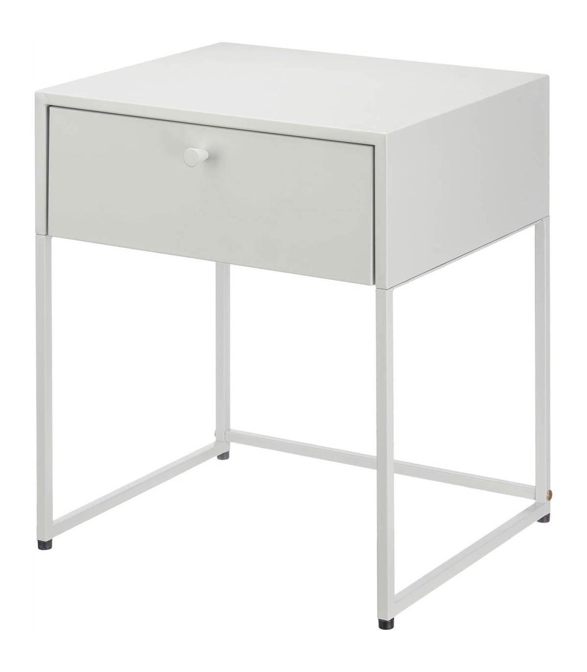 wadiga Table de chevet en métal gris clair 1 tiroir 35x42x50cm