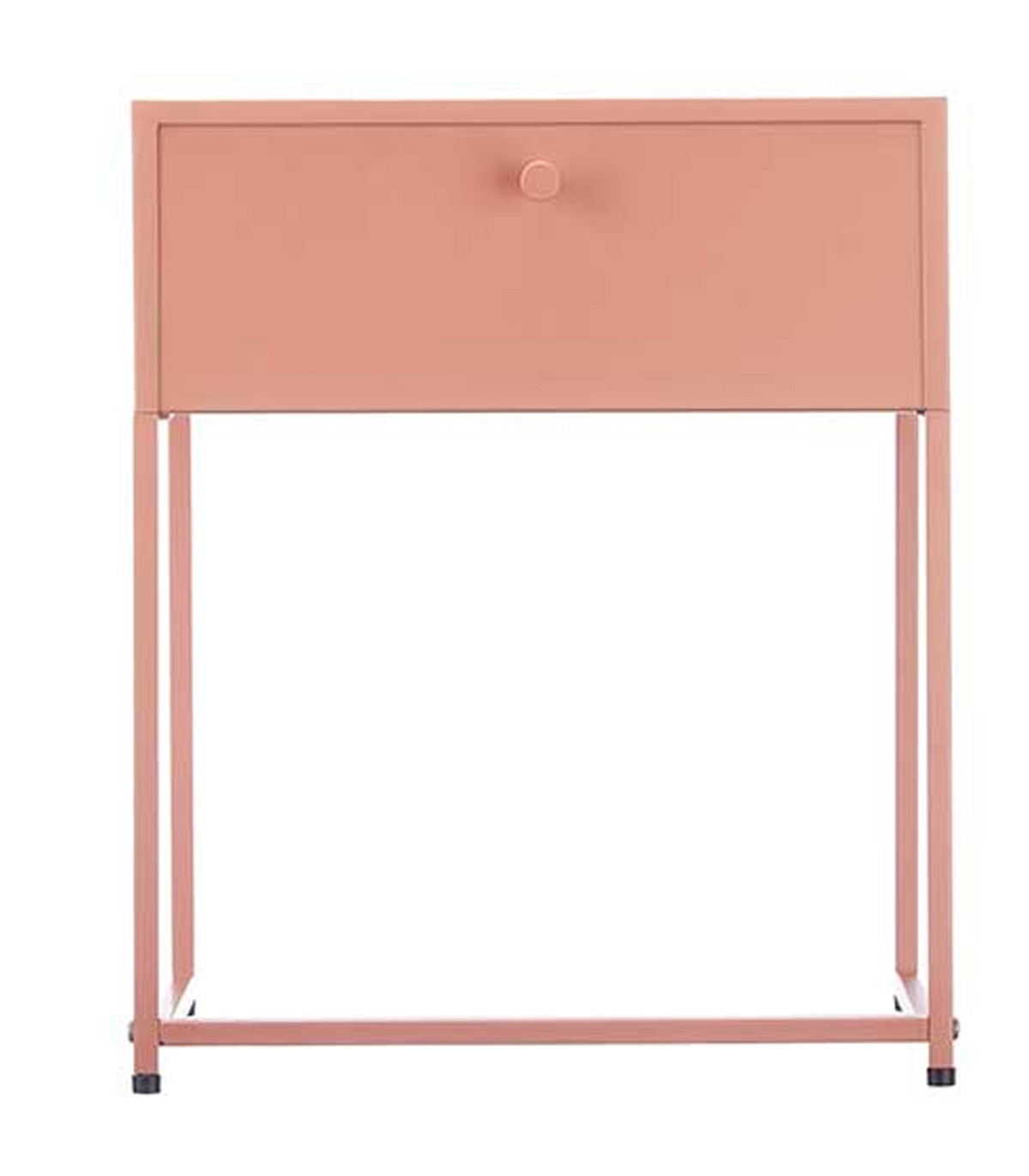 Wadiga Table De Chevet En Métal Rose Brique 1 Tiroir 35x42x50cm