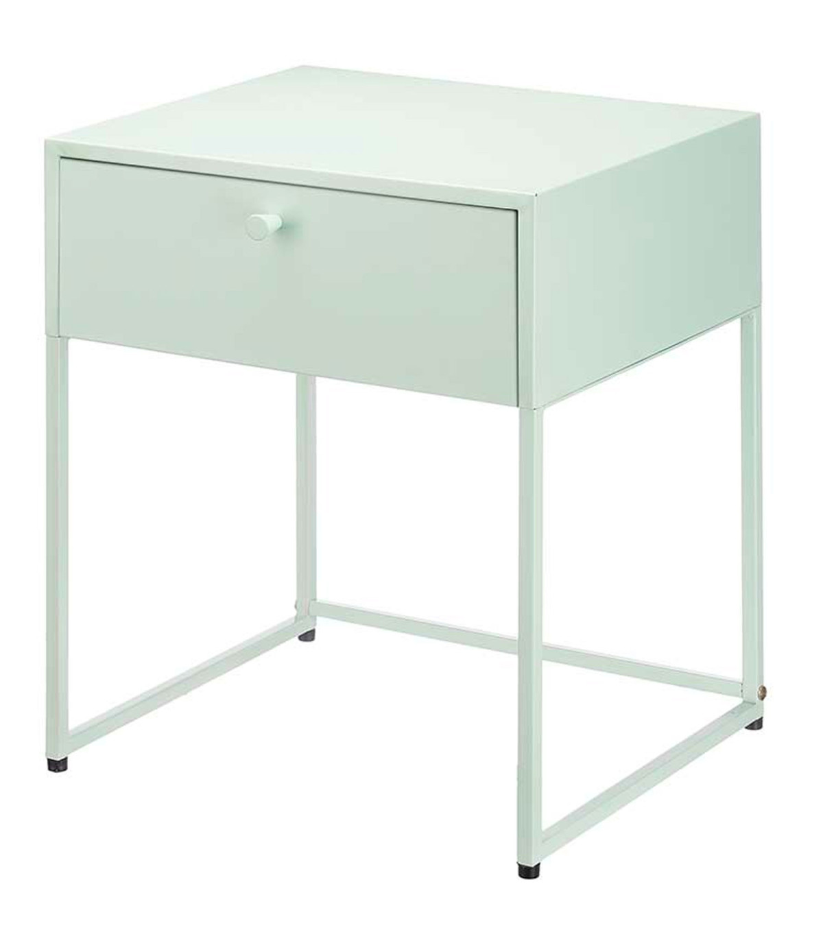 wadiga Table de chevet en métal vert menthe 1 tiroir 35x42x50cm