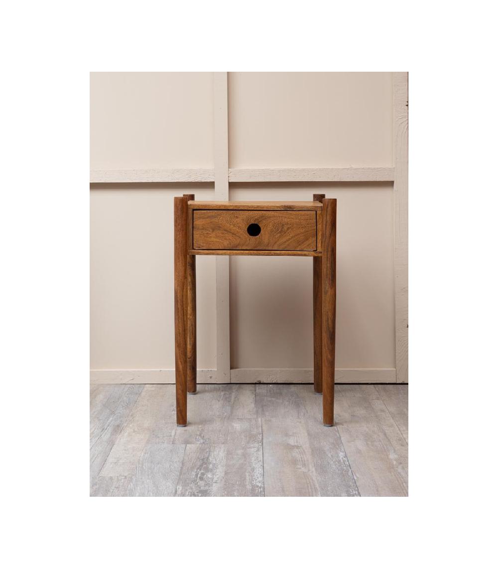 Wadiga Table De Chevet épurée En Bois De Manguier 1 Tiroir - 63x38x45cm