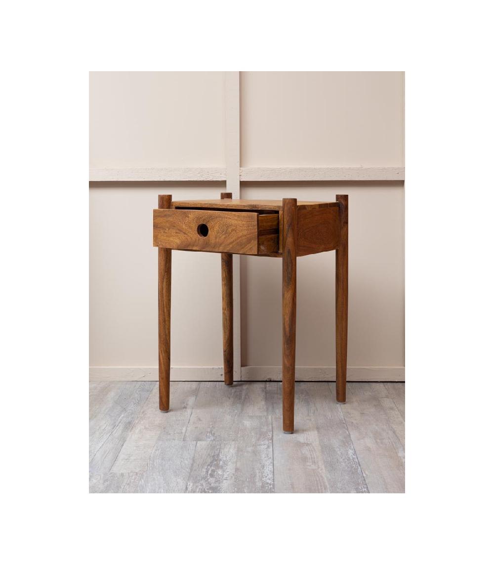 Wadiga Table De Chevet épurée En Bois De Manguier 1 Tiroir - 63x38x45cm