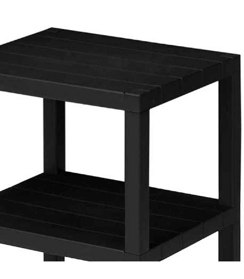 Wadiga Table De Chevet étagère Noire 2 étages 32.5x38x46cm
