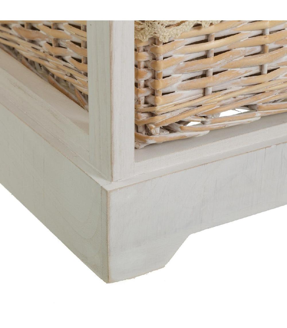 Wadiga Table De Chevet Étroite Bois 1 Tiroir + 3 Paniers - 26x32x81cm