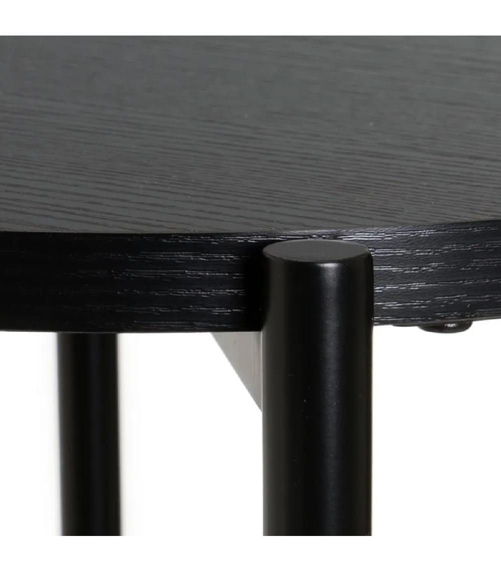 Wadiga Table De Chevet Noire 2 Plateaux Métal Et Corde 35x35x65cm