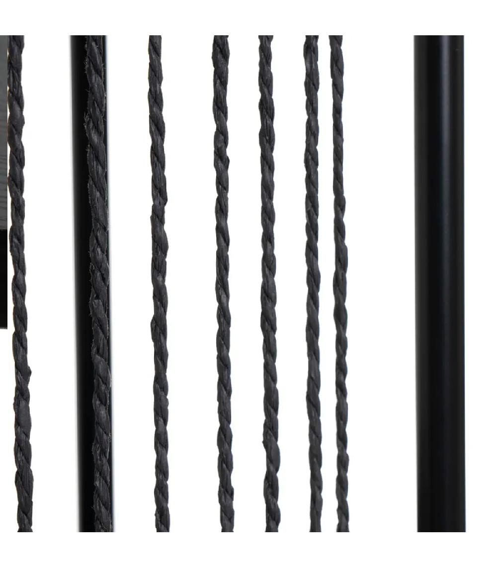 Wadiga Table De Chevet Noire 2 Plateaux Métal Et Corde 35x35x65cm