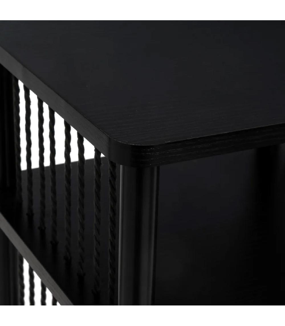 Wadiga Table De Chevet Noire Métal Et Corde 34x30x56cm