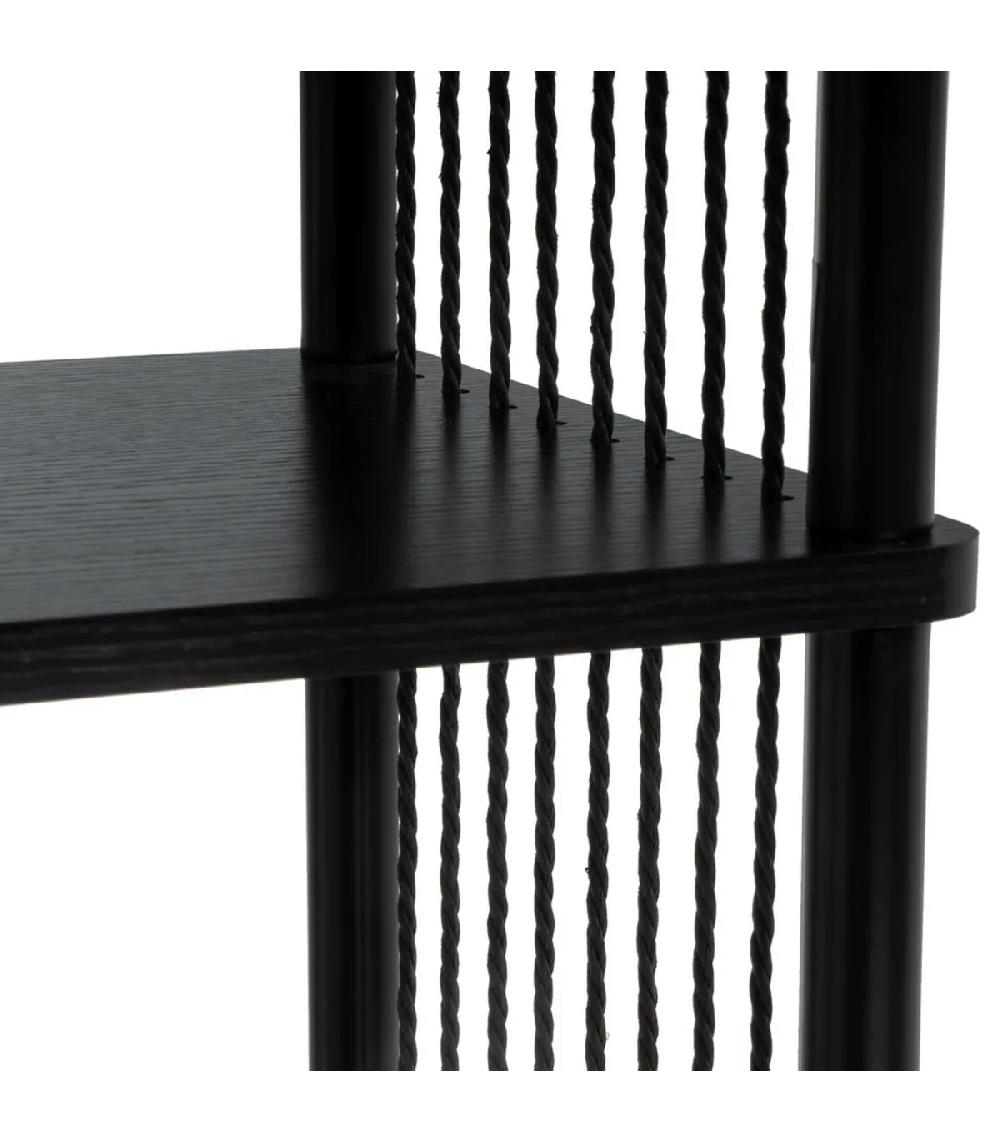 Wadiga Table De Chevet Noire Métal Et Corde 34x30x56cm