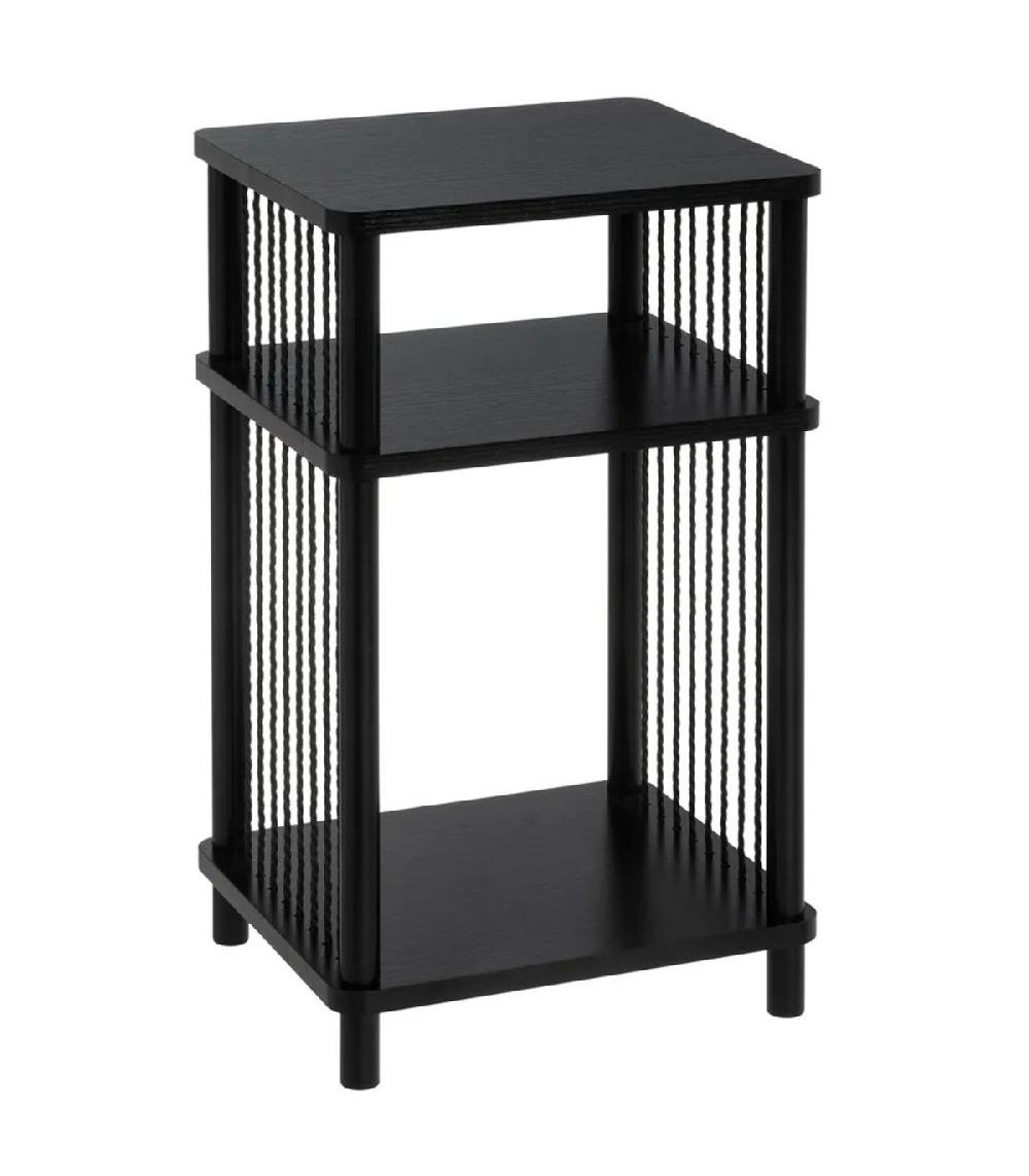 wadiga Table de chevet noire métal et corde 34x30x56cm