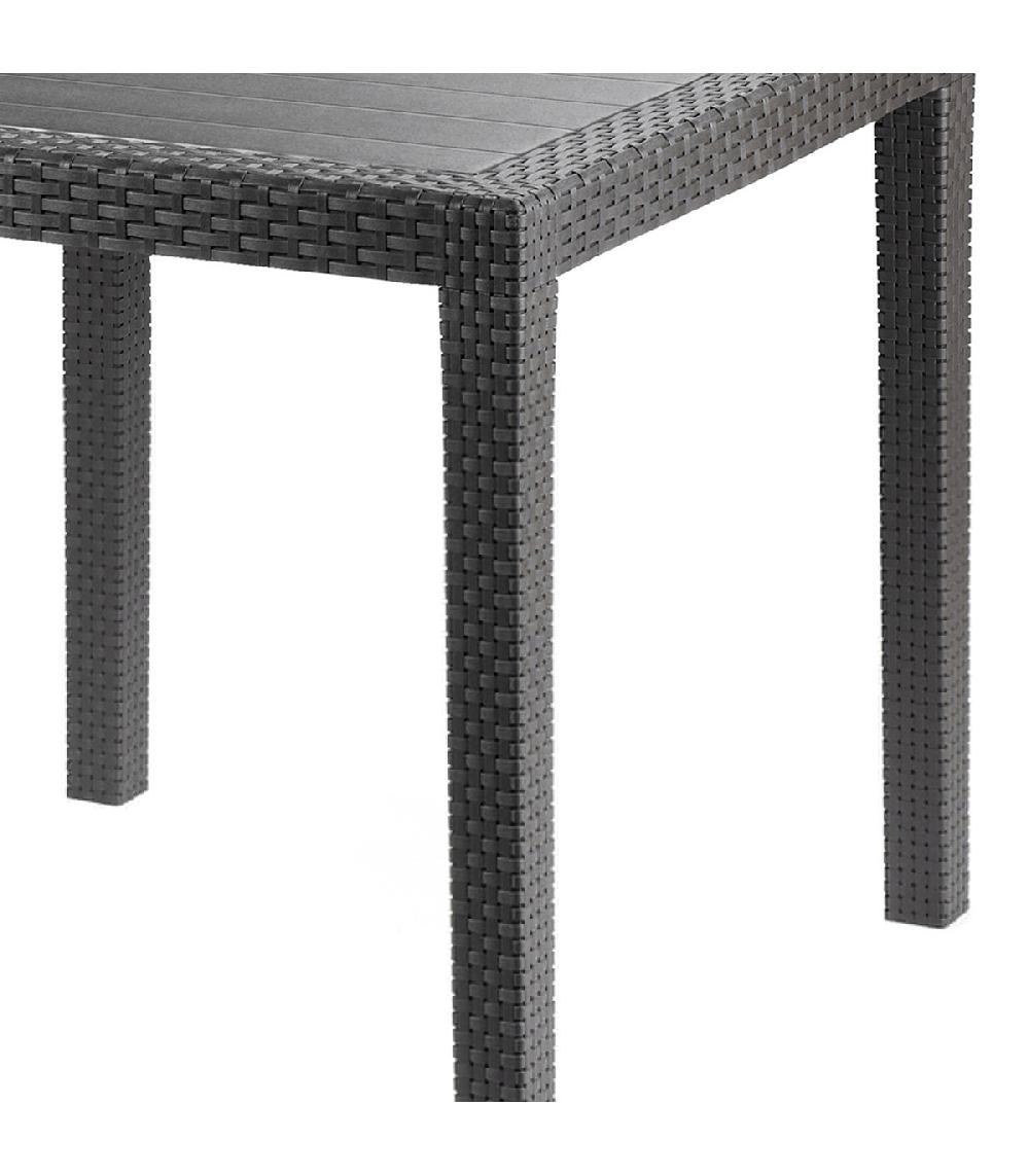 Wadiga Table De Jardin Carrée Effet Rotin Gris Anthracite 79x79x72cm