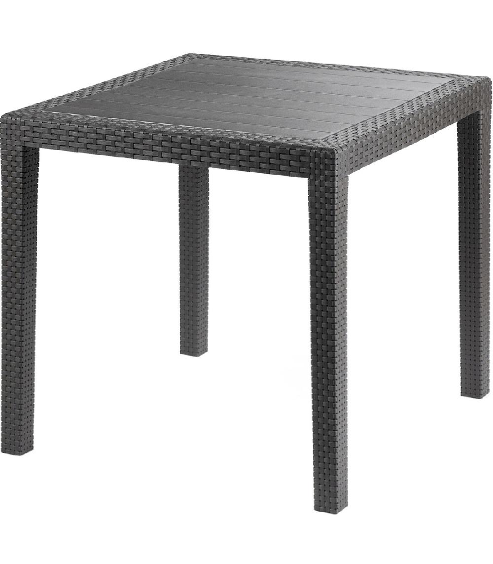 wadiga Table de jardin carrée effet rotin gris anthracite 79x79x72cm