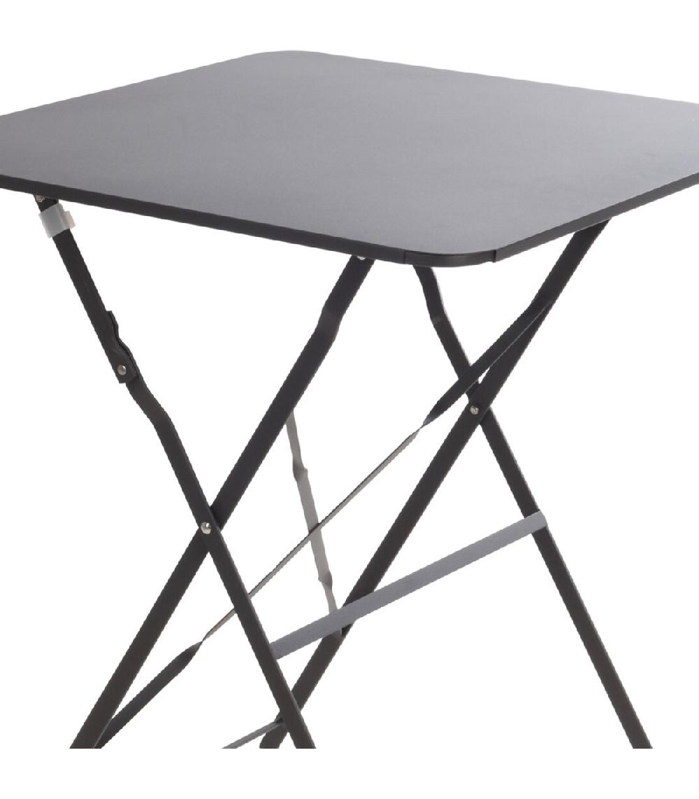 Wadiga Table Jardin Carrée Pliable Métal Gris Bistrot 60x60x71cm