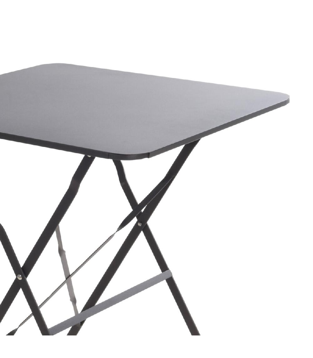 Wadiga Table Jardin Carrée Pliable Métal Gris Bistrot 60x60x71cm
