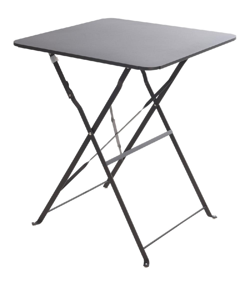 wadiga Table jardin carrée pliable métal gris bistrot 60x60x71cm