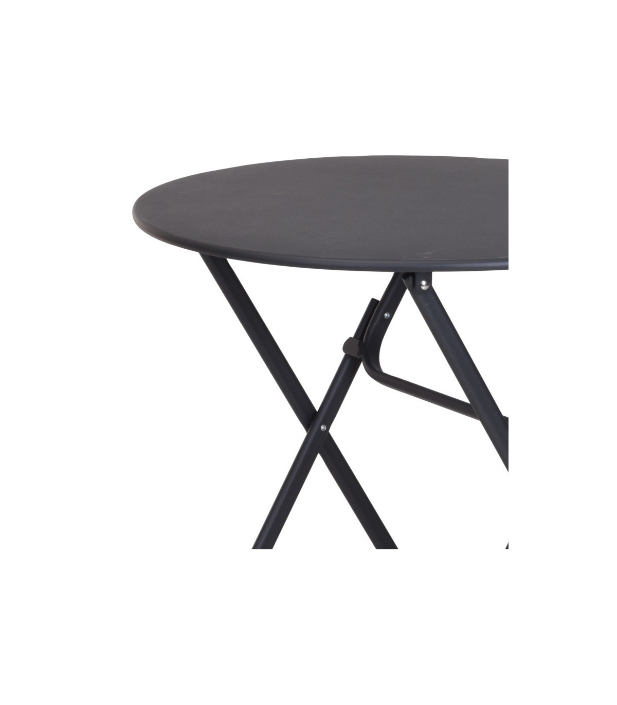 Wadiga Table Jardin Ronde Pliable Métal Gris Anthracite Bistrot - 60x60x70.5cm