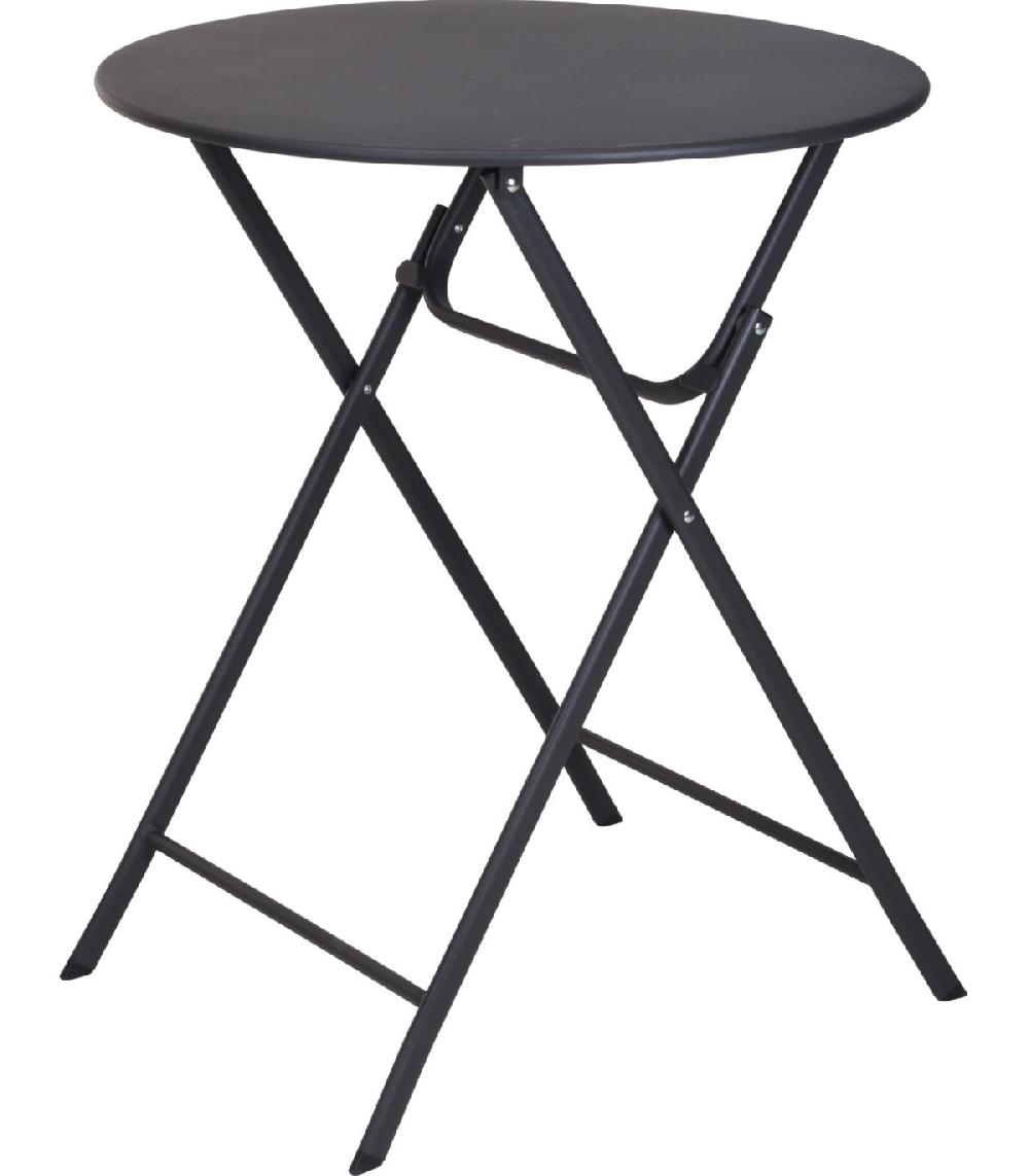 wadiga Table jardin ronde pliable métal gris anthracite bistrot - 60x60x70.5cm
