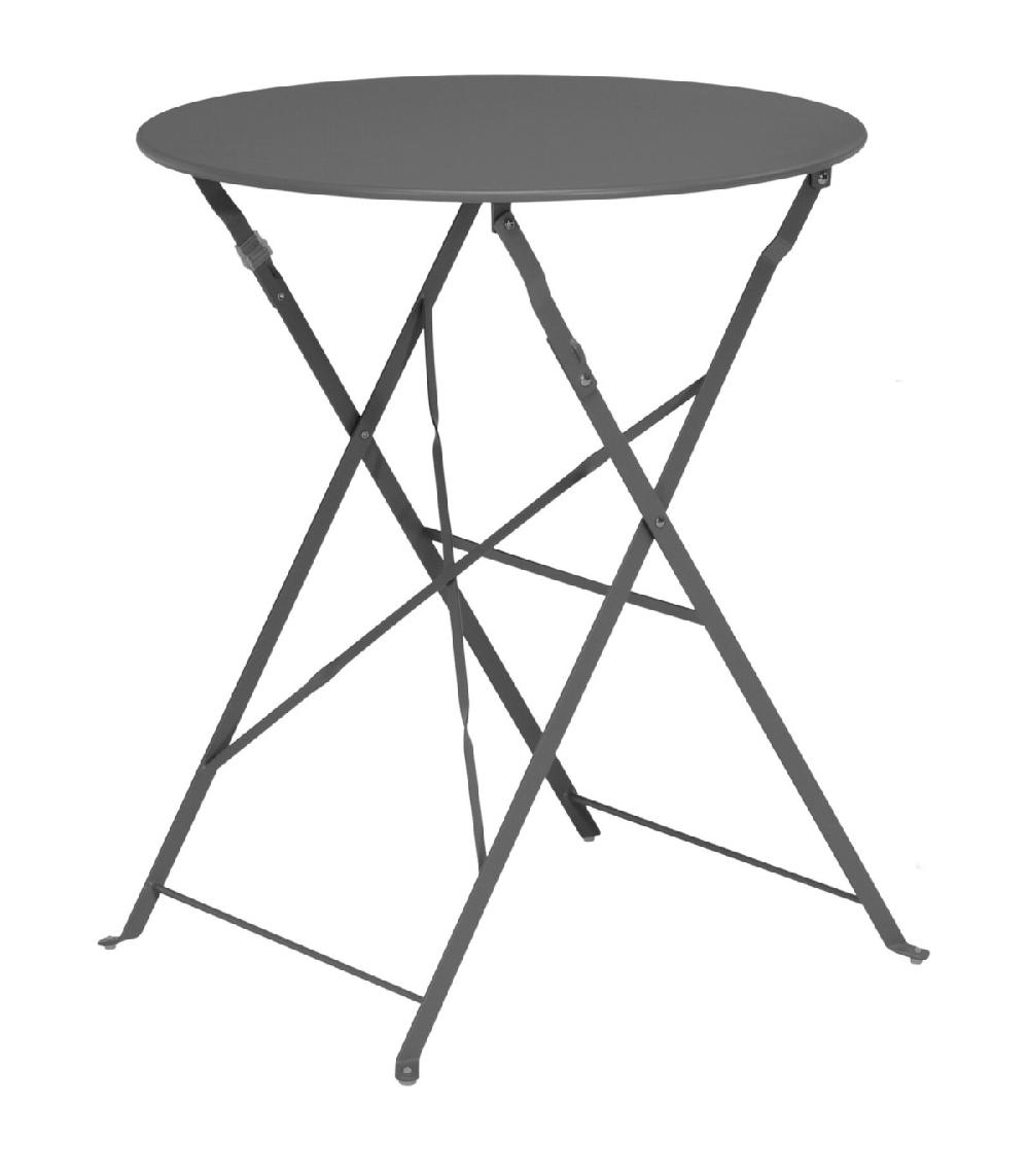 wadiga Table jardin ronde pliable métal gris bistrot 60x60x70cm