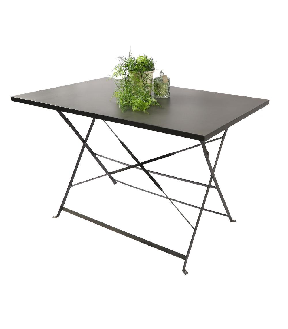 Wadiga Table Rectangulaire De Jardin Pliable En Métal Gris Anthracite - 110x70x70cm