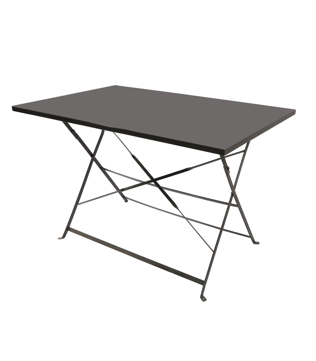 wadiga Table rectangulaire de jardin pliable en métal gris anthracite - 110x70x70cm