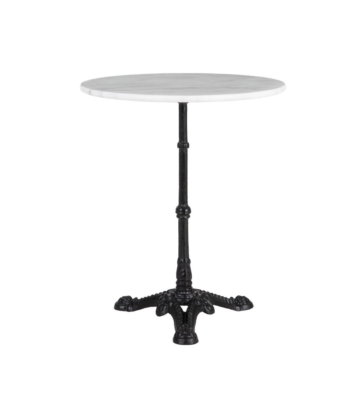 wadiga Table ronde bistrot métal noir et plateau marbre blanc - 60x60x71cm