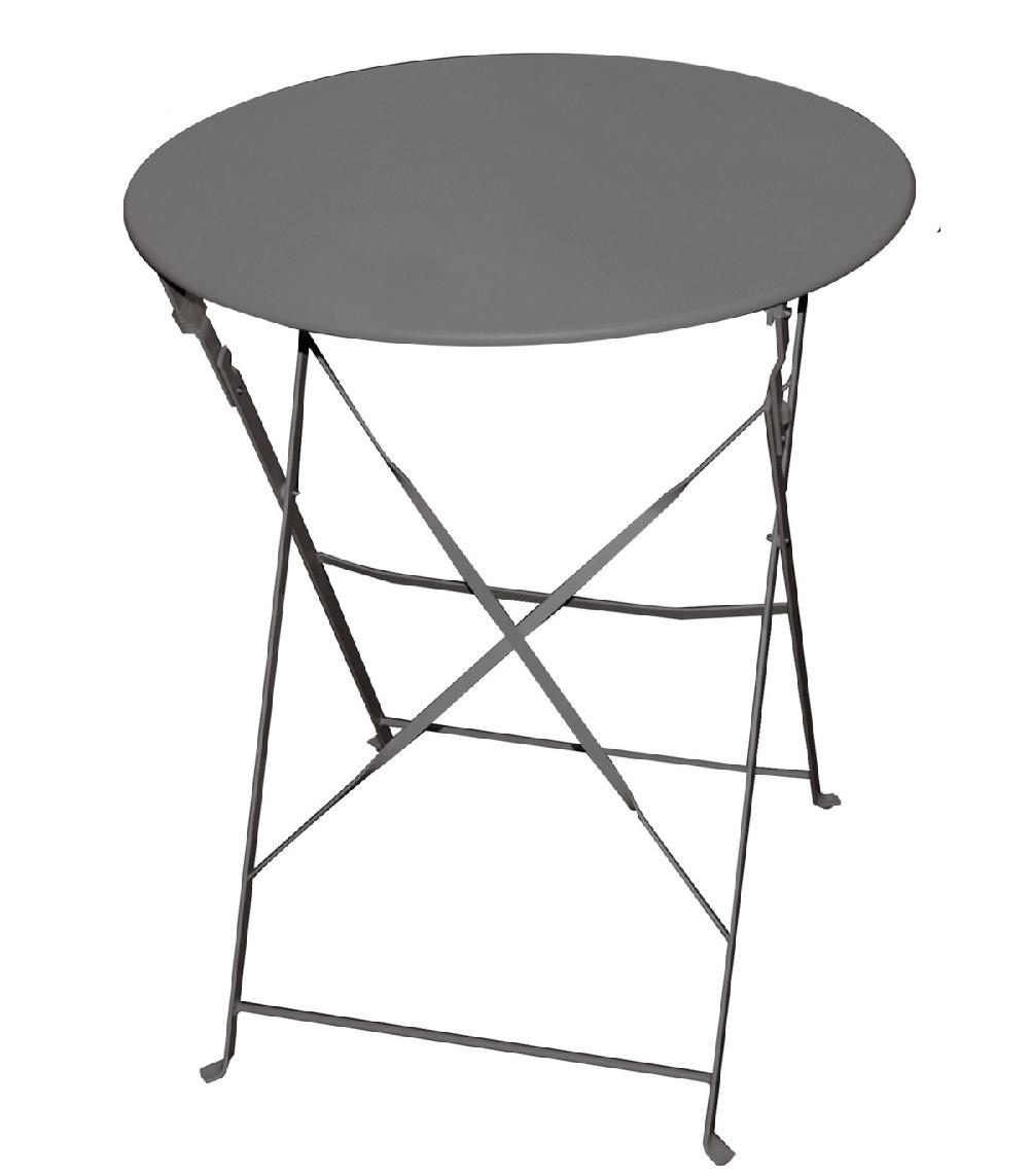 wadiga Table ronde de jardin pliable en métal gris anthracite - 60x60x71cm
