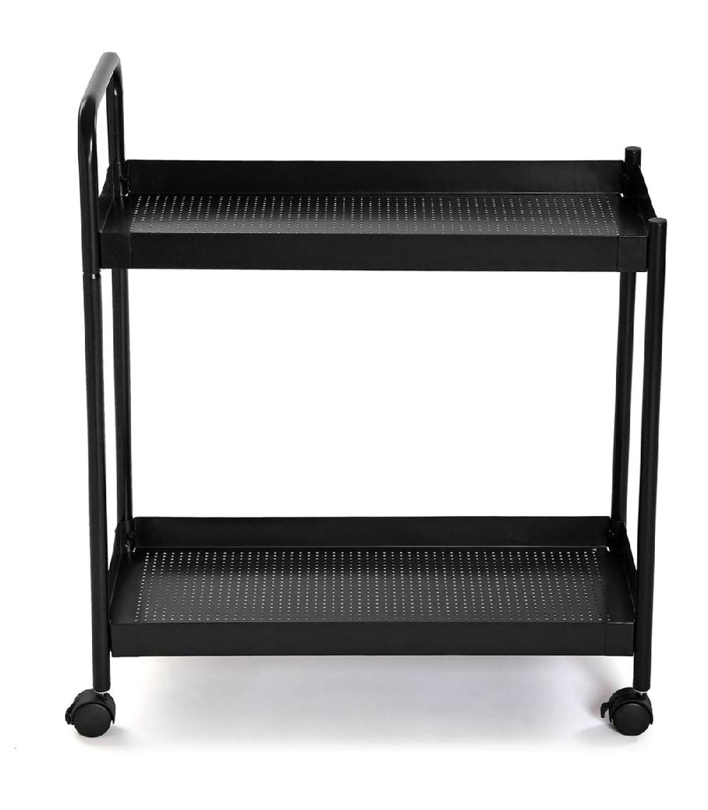 Wadiga Table Roulante Desserte Cuisine En Métal Noir 70.5x32x62cm