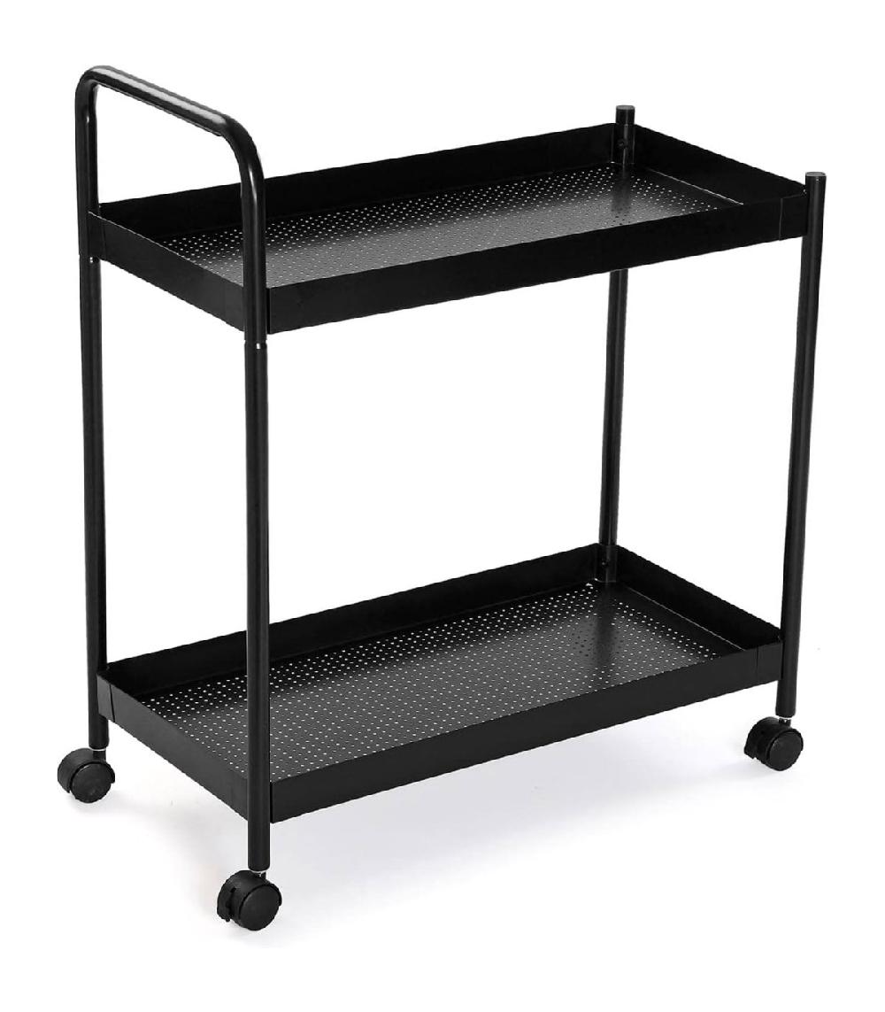 wadiga Table roulante desserte cuisine en métal noir 70.5x32x62cm