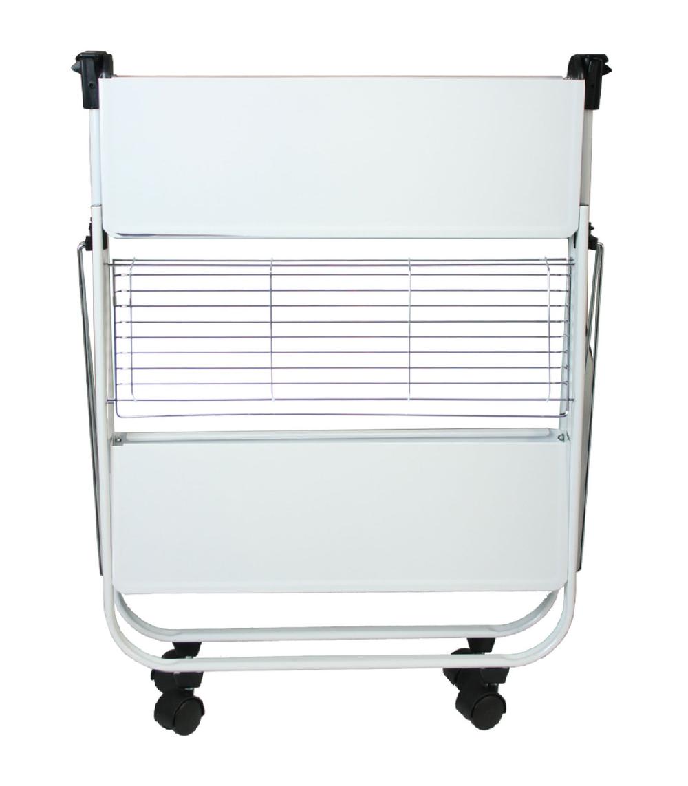 Wadiga Table Roulante Pliable En Métal Blanc - 68x40x70cm