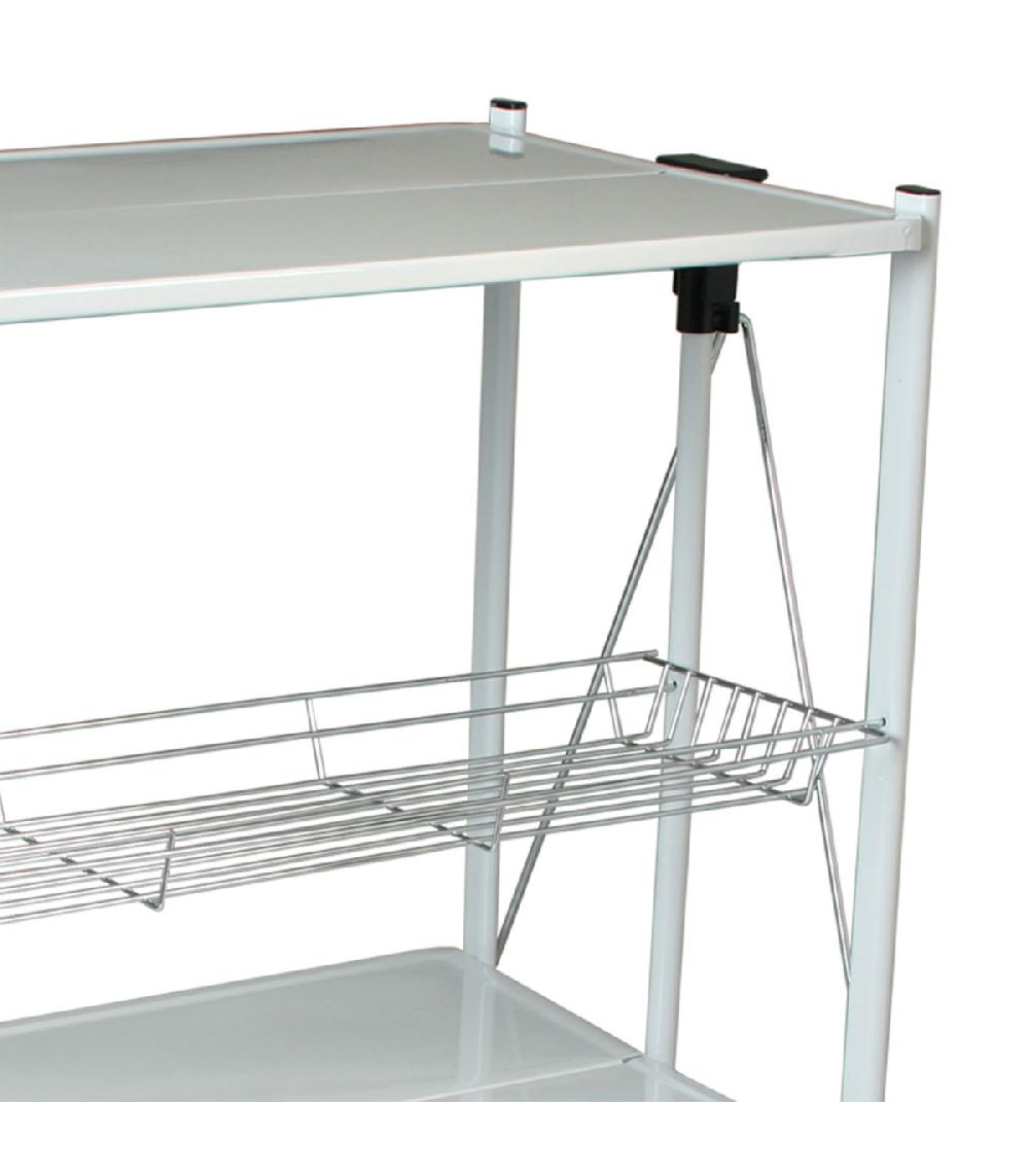 Wadiga Table Roulante Pliable En Métal Blanc - 68x40x70cm