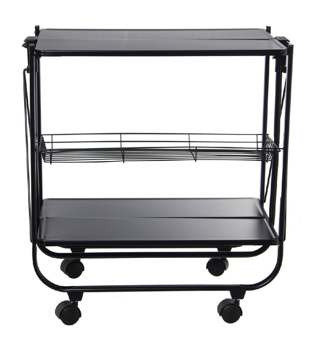 Wadiga Table Roulante Pliable En Métal Noir 68x40x70cm