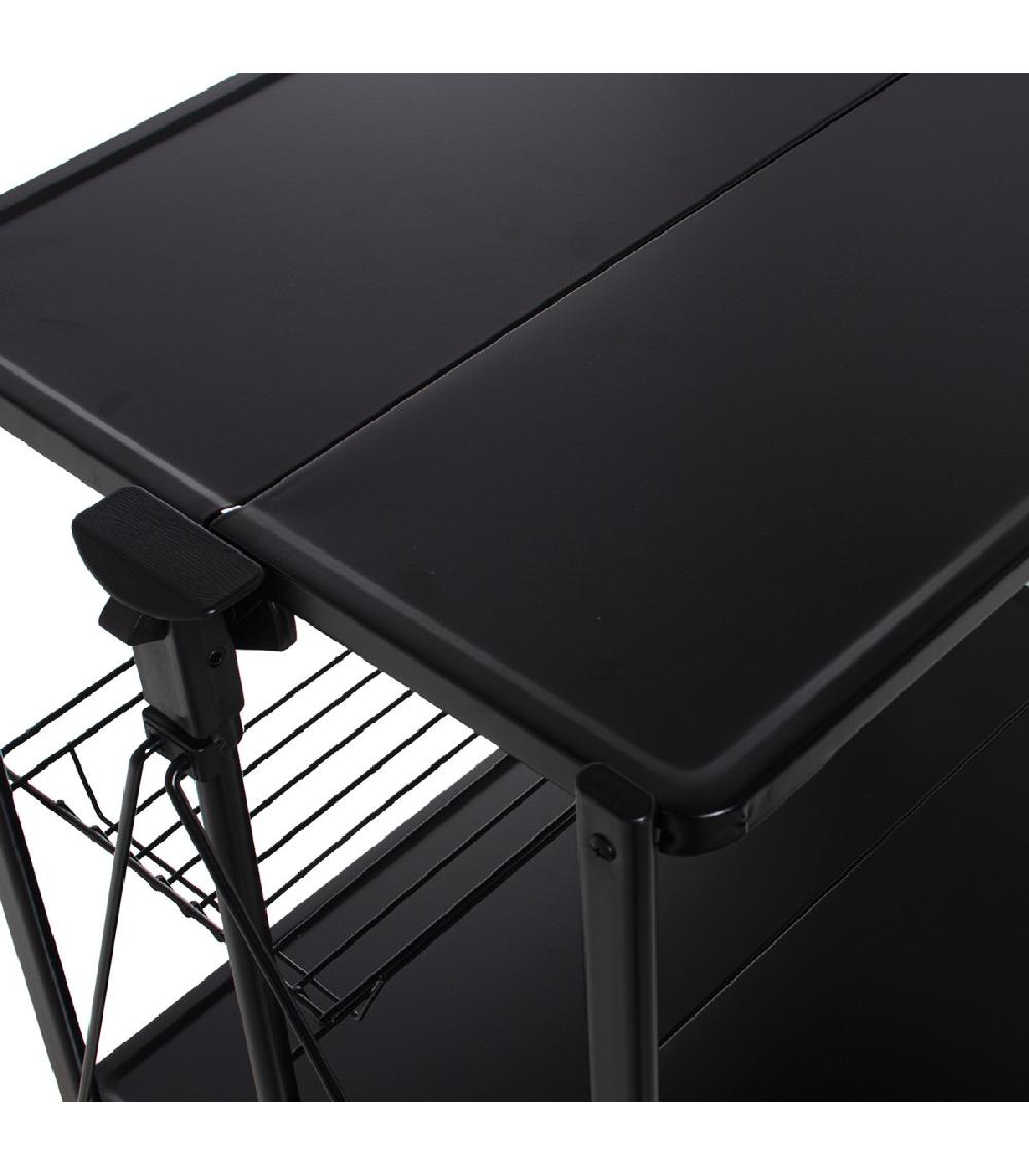 Wadiga Table Roulante Pliable En Métal Noir 68x40x70cm