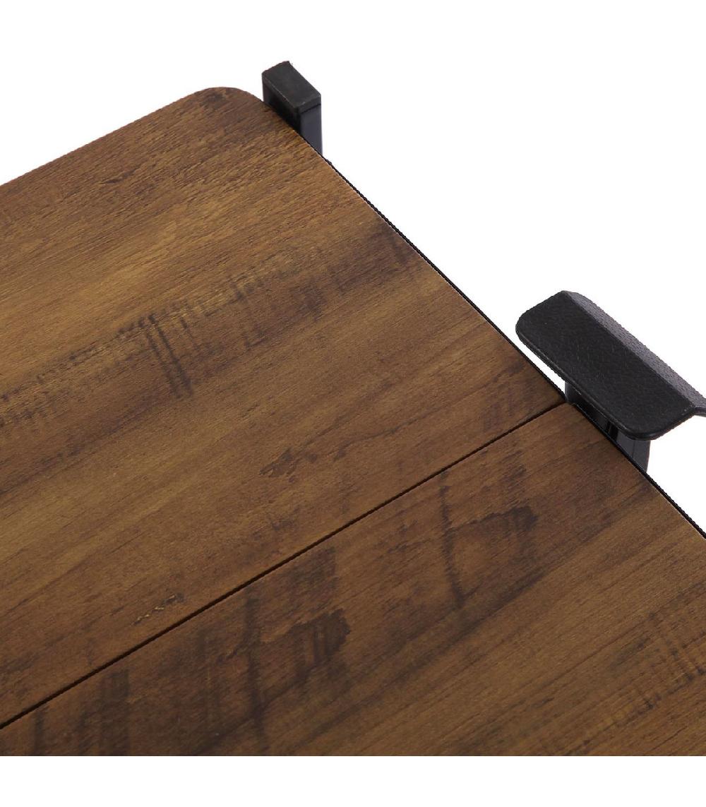 Wadiga Table Roulante Pliable Noir Et Effet Bois 68x40x70cm