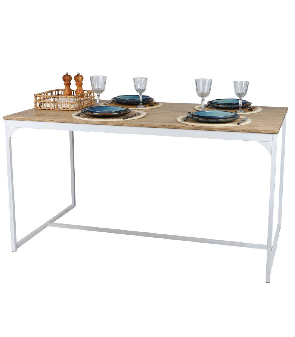 Wadiga Table Salle à Manger En Bois Et Métal Blanc Style Industriel 150x80x75cm