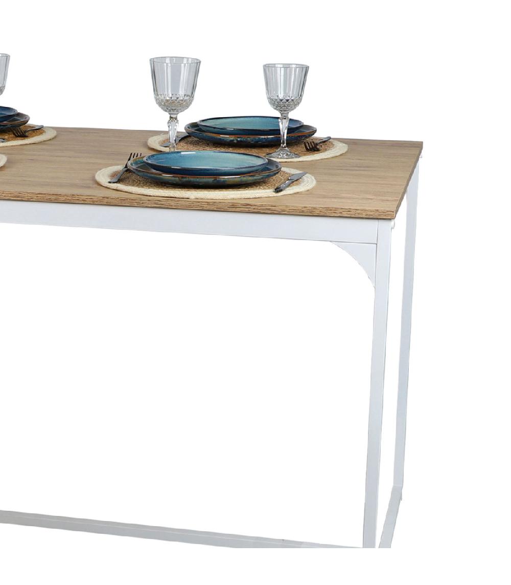 Wadiga Table Salle à Manger En Bois Et Métal Blanc Style Industriel 150x80x75cm