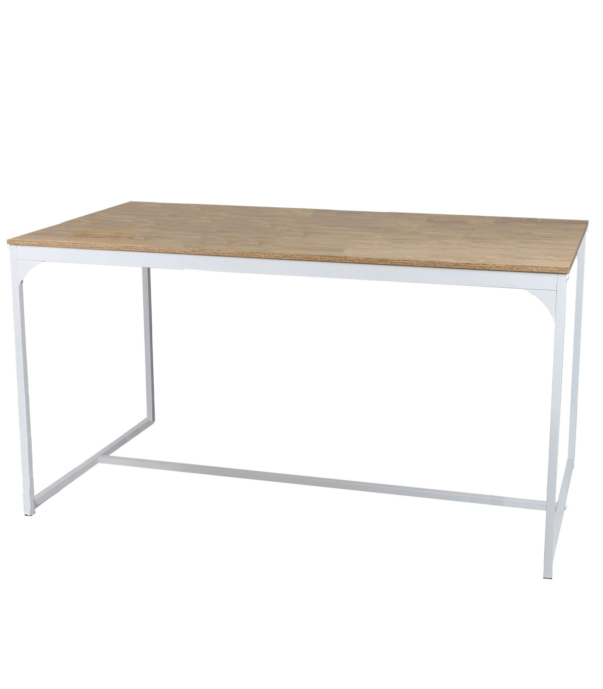 wadiga Table salle à manger en bois et métal blanc style industriel 150x80x75cm