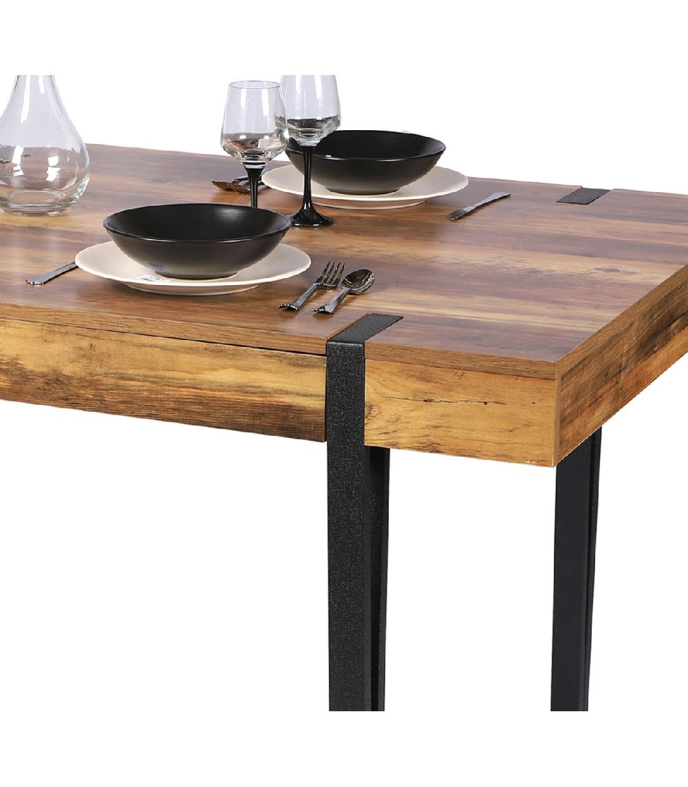 Wadiga Table Salle à Manger En Bois Et Métal Noir- 160x90cm