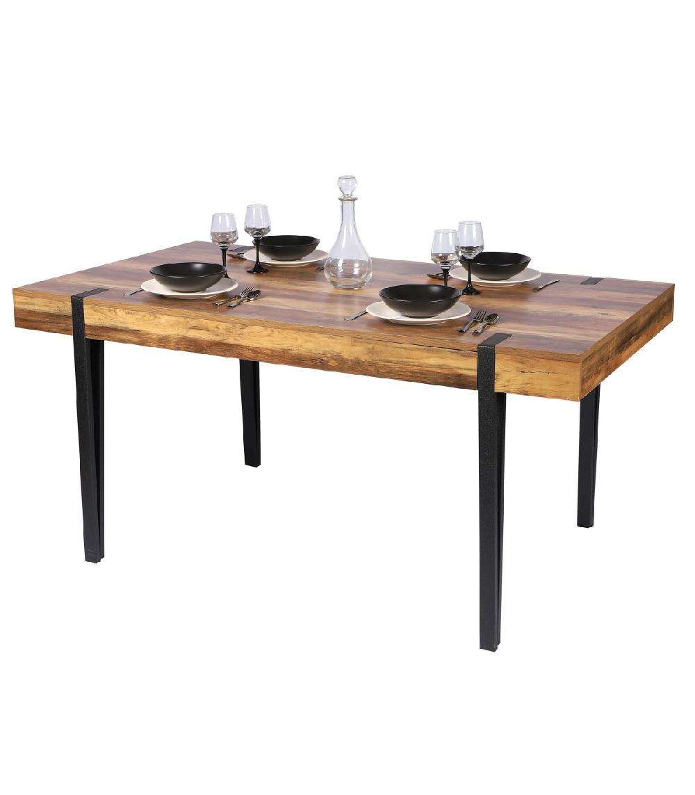 wadiga Table Salle à Manger en Bois et Métal Noir- 160x90cm