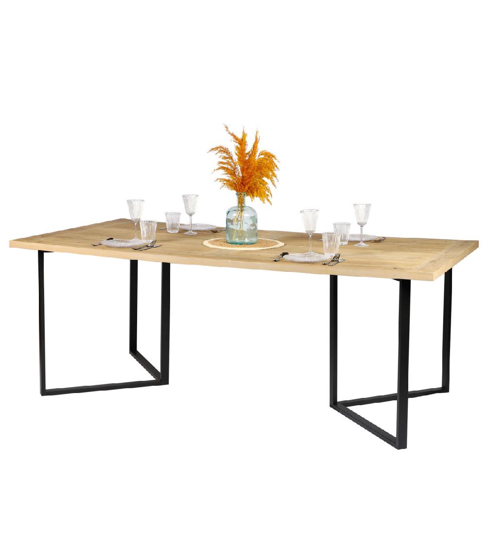 Wadiga Table Salle à Manger En Bois Et Métal Noir 200x100x75cm