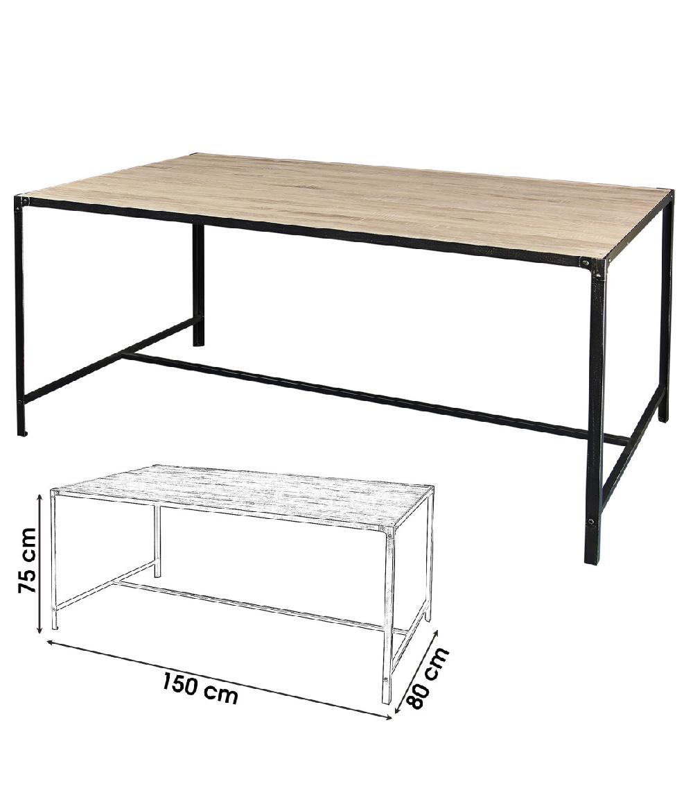 Wadiga Table Salle à Manger En Bois Et Métal Style Industriel - 150x80cm