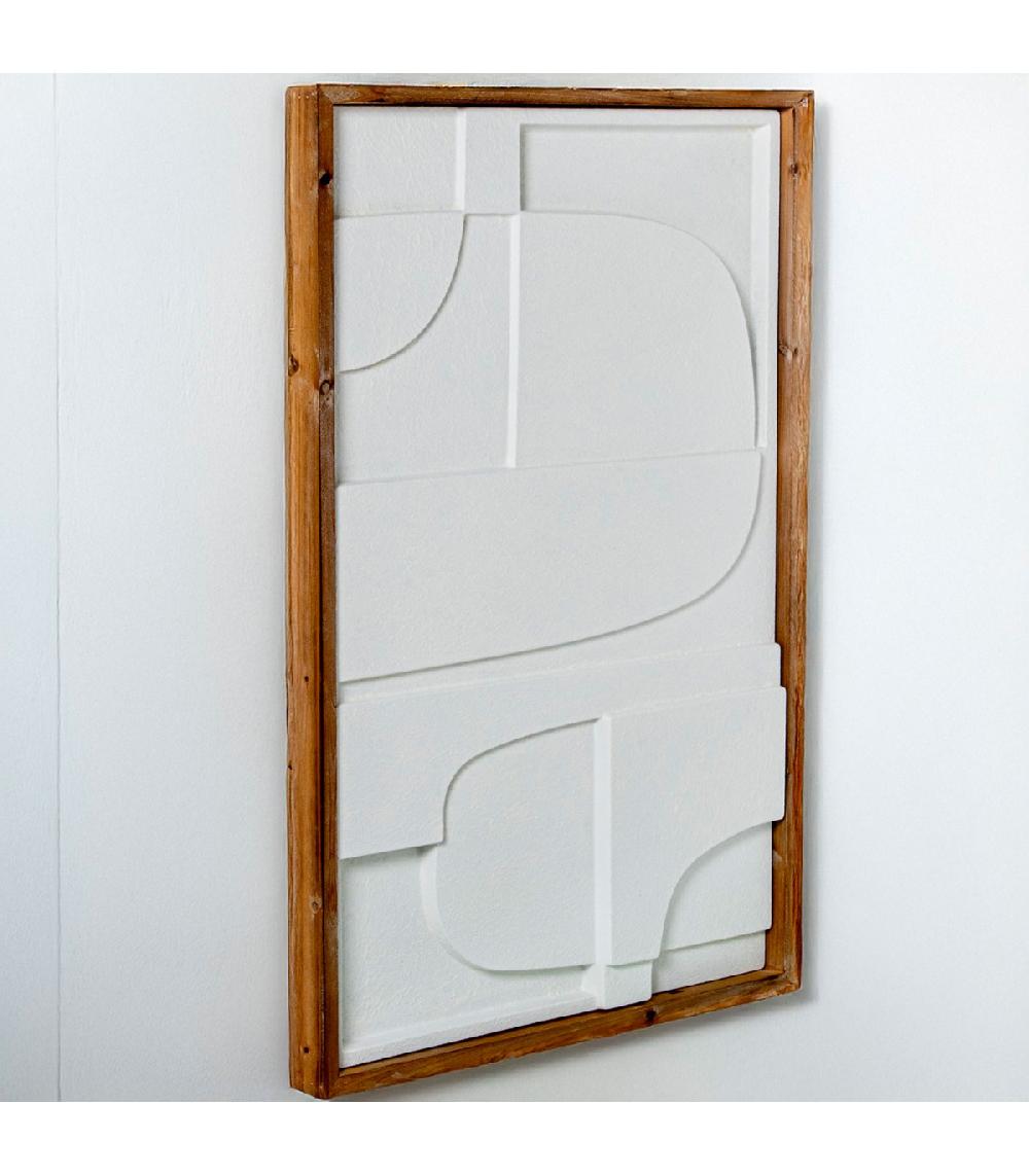 Wadiga Tableau Décoratif Abstrait Bois Et Blanc 59x4x87cm