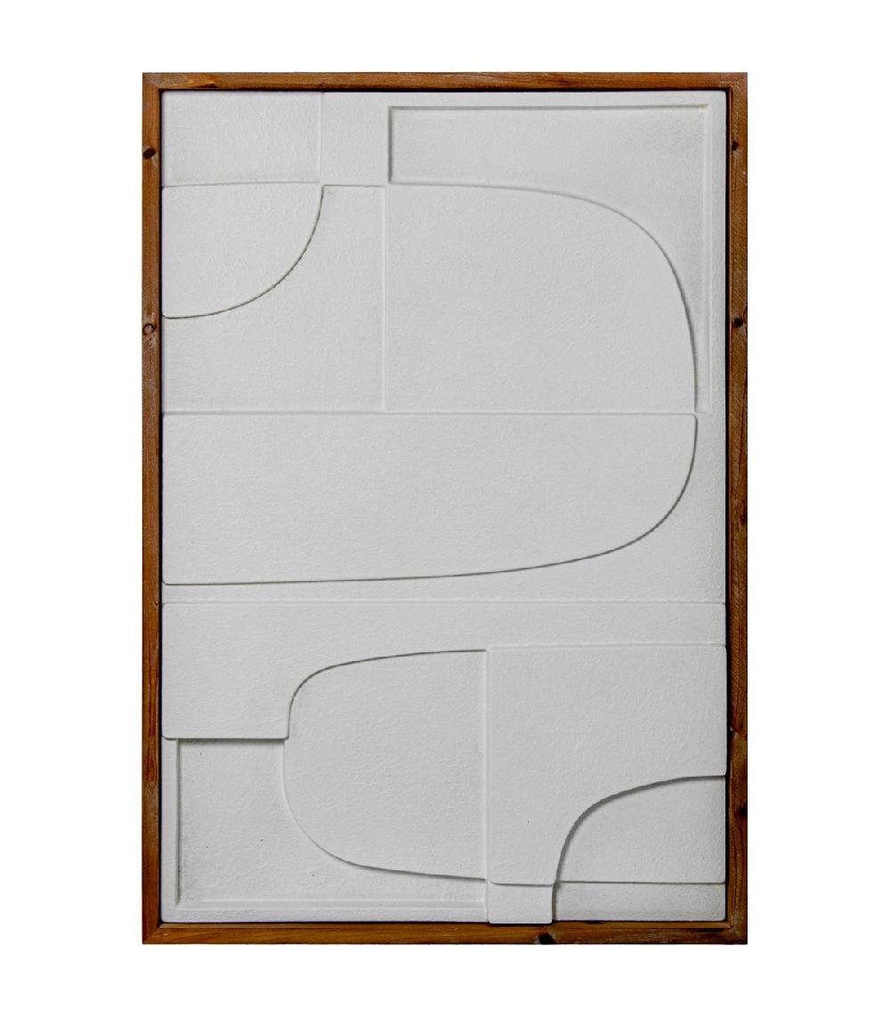 wadiga Tableau décoratif abstrait bois et blanc 59x4x87cm