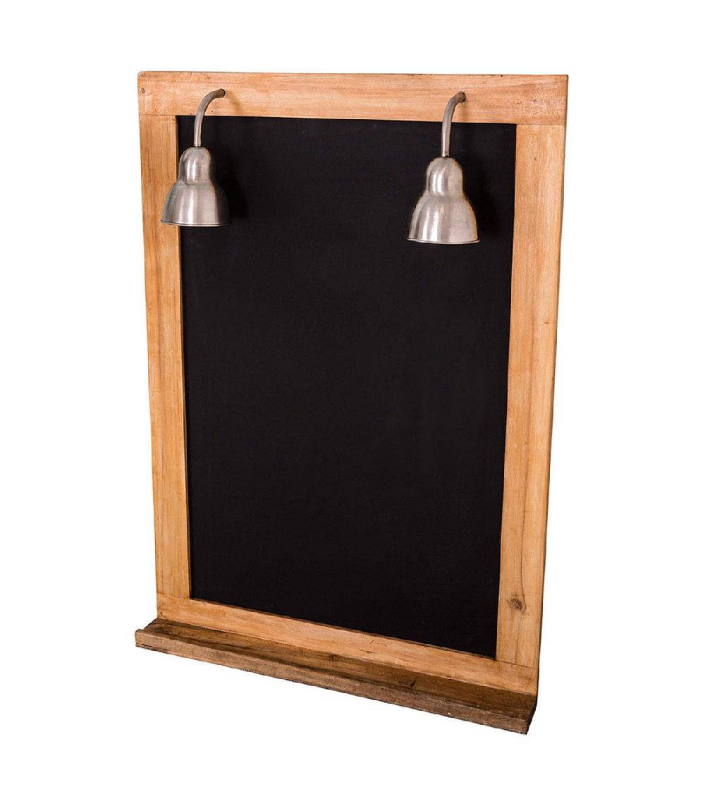 wadiga Tableau noir mural 2 spots lumineux 70x100cm