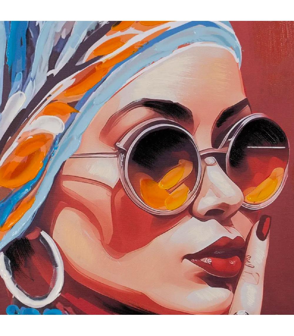 Wadiga Tableau Peinture Sur Toile Portrait De Femme 80x3.5x80cm