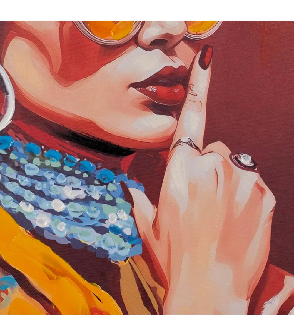 Wadiga Tableau Peinture Sur Toile Portrait De Femme 80x3.5x80cm