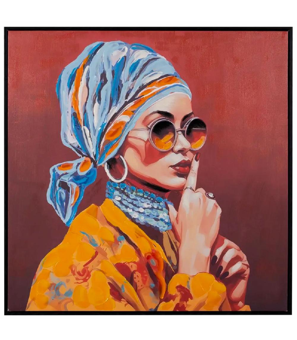 wadiga Tableau peinture sur toile portrait de femme 80x3.5x80cm