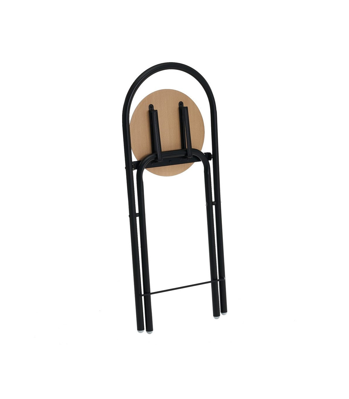 Wadiga Tabouret Avec Dossier Pliable Métal Noir Et Bois MDF - Hauteur Assise 55.5cm