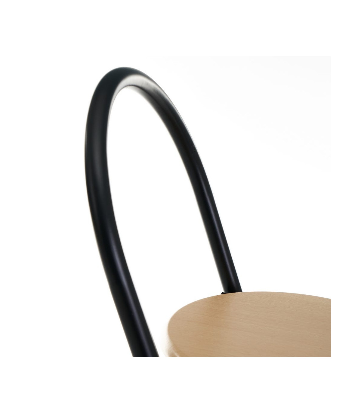 Wadiga Tabouret Avec Dossier Pliable Métal Noir Et Bois MDF - Hauteur Assise 55.5cm