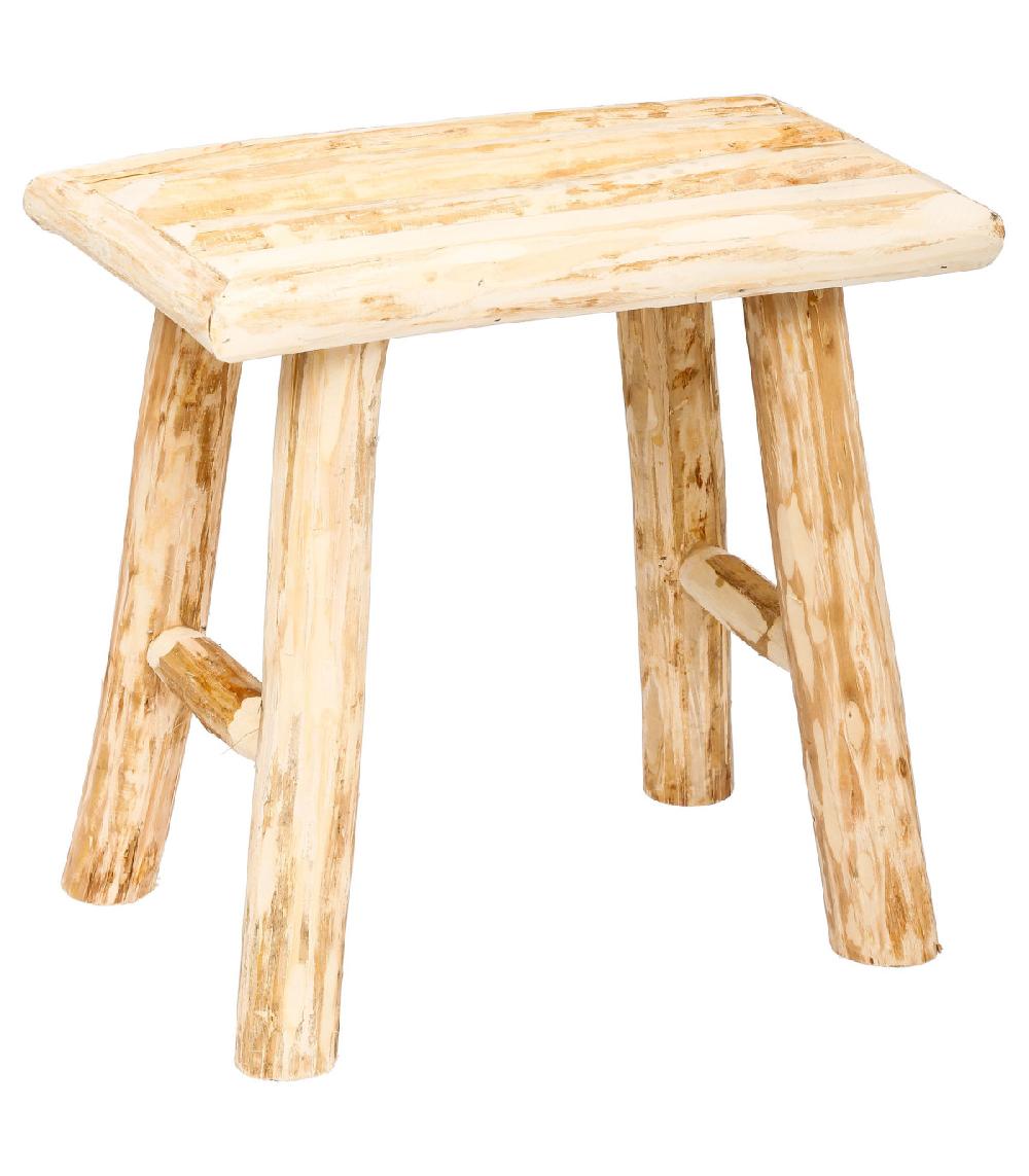 wadiga Tabouret d'appoint nature en bois de peuplier 24x34x31cm