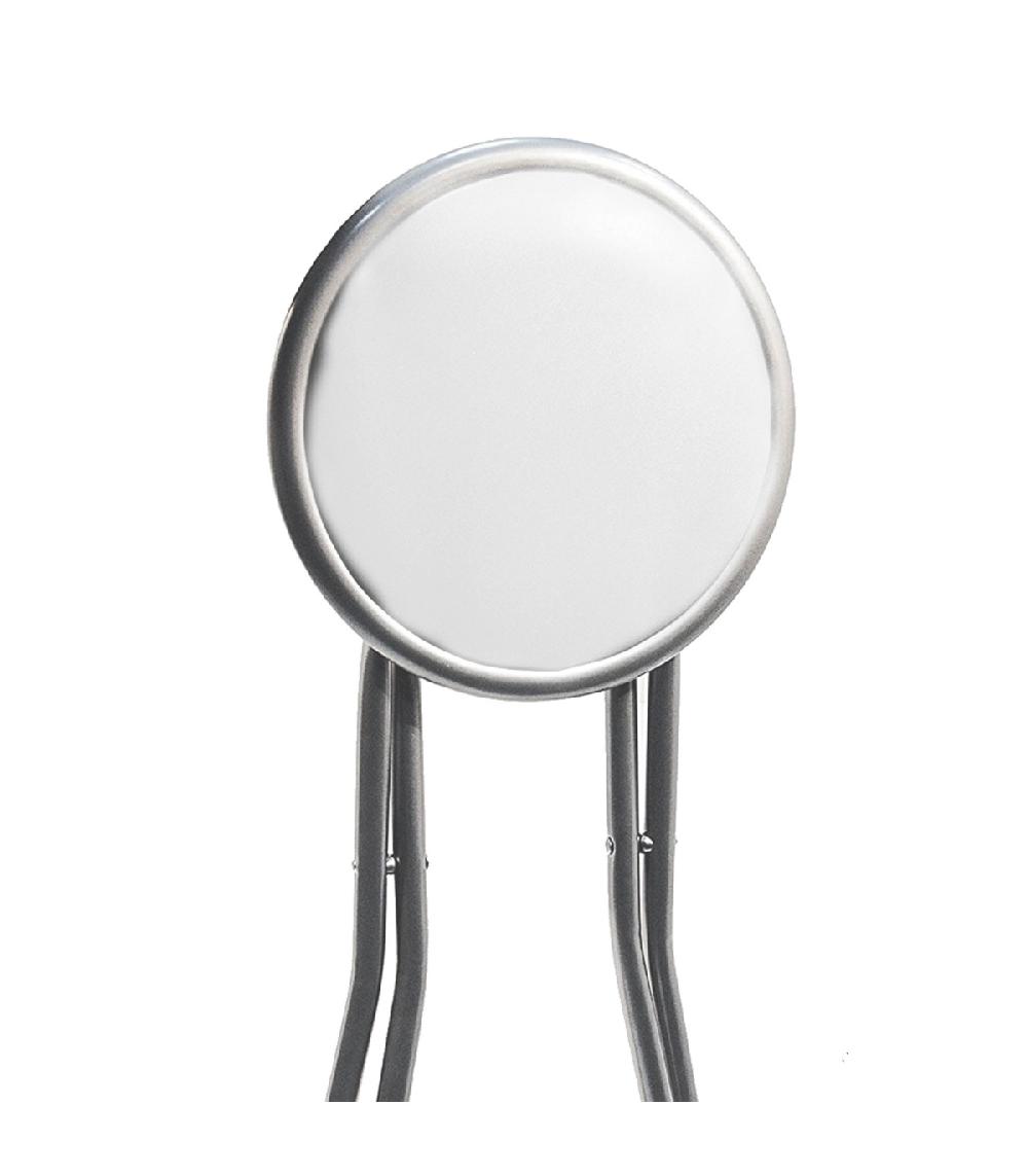 Wadiga Tabouret D'appoint Pliable Métal Assise Similicuir Blanc 30x30x45cm