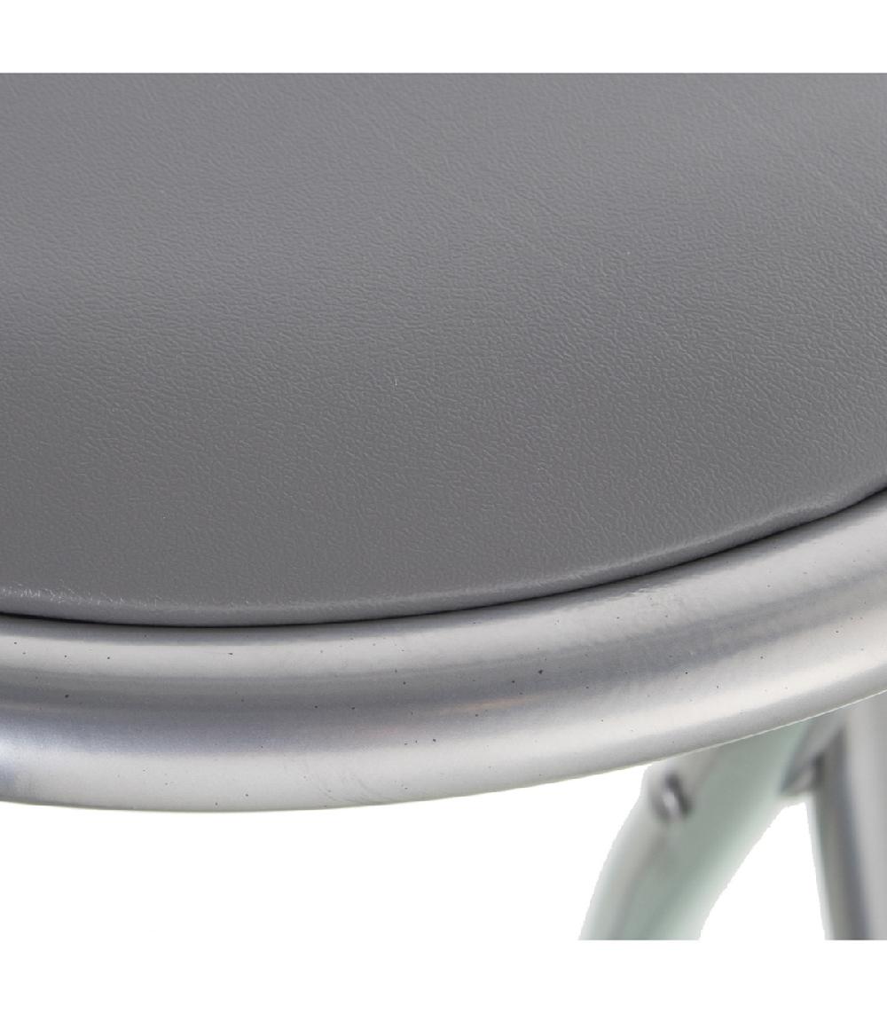 Wadiga Tabouret D'appoint Pliable Métal Assise Similicuir Gris - 30x30x45cm